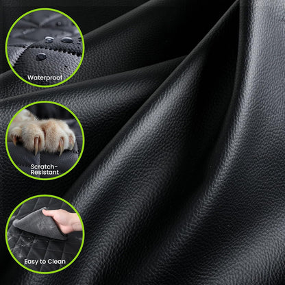 Dog Car Seat Cover for Back Seat, Waterproof Leather Fabric Back Seat Extender for dogs 52.4 * 24.4in, Foldable in The Car, Hard PVC Panels Bottom Support to 330 lbs, for Cars/Mid-Size SUV/Small Truck
