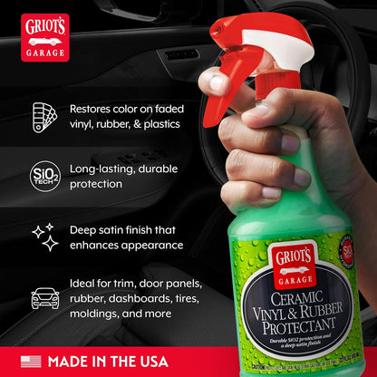 Griot's Garage Ceramic Vinyl and Rubber Protectant for Car Detailing, Restorer and Protectant for Dashboards, Door Panels, Tires, Exterior Trim, Moldings, and More, 10821, 22oz