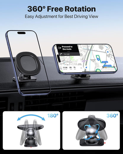 Miracase Phone Holders for Your Car with Metal Hook Clip, Air Vent Cell Phone Stand Car Mount, Universal Automobile Cradle for Garmin GPS Fit iPhone Android and All Smartphones, Dark Black
