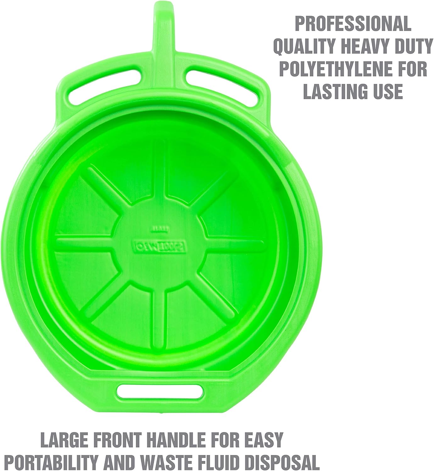 OEMTOOLS 87034 Oil Drain Pan, 4 Gallon Oil Pan, Heavy Duty Polyethylene, Pour Spout, No-Splash Lip, 3 Ergonomic Handles, Stackable Design