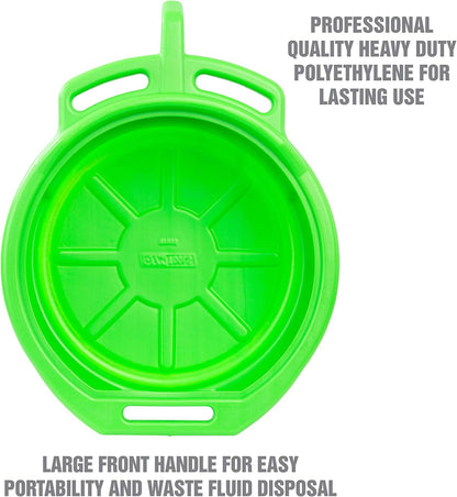 OEMTOOLS 87034 Oil Drain Pan, 4 Gallon Oil Pan, Heavy Duty Polyethylene, Pour Spout, No-Splash Lip, 3 Ergonomic Handles, Stackable Design