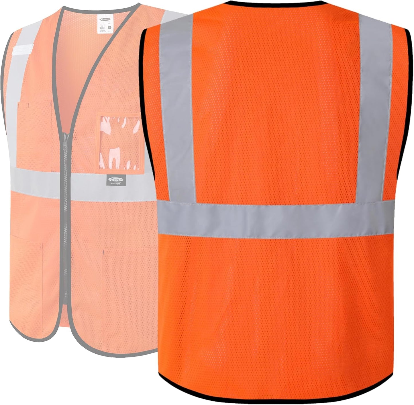 JKSafety Safety Vest for men women Hi Vis Vest with Pockets and Zipper High Visibility Meet ANSI Standard（BX310