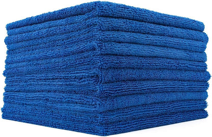 The Rag Company - Edgeless 365 Microfiber Towels (10-Pack) Premium 70/30 Blend, Professional Polishing, Wax Removal, Auto Detailing, 365gsm, 16in x 16n, Royal Blue