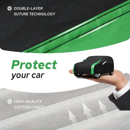 10-Layer Car Cover Waterproof All Weather for Automobiles, Soft Cotton Lining Outdoor Full Covers with Door Zipper, Universal Fit for Sedan 196"-208" L, Size A6 (See Size Chart)