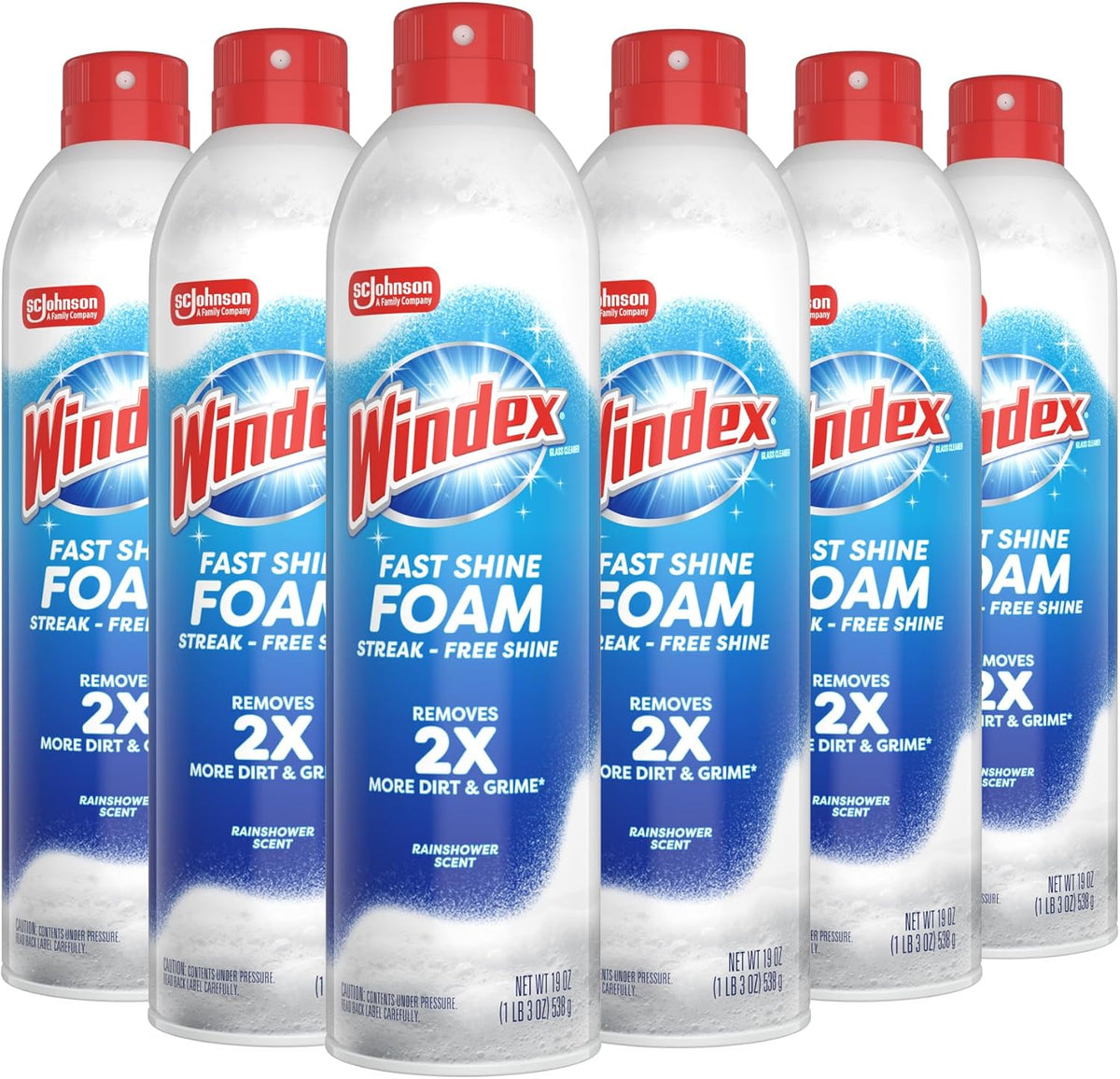 Windex Fast Shine Foam Glass Cleaner, No-Drip Windows, Doors, Mirrors & Countertops Aerosol Cleaning Spray, Streak-Free Shine, Removes Fingerprints, Dust, Dirt, Grime & More 19 oz (Pack of 1)