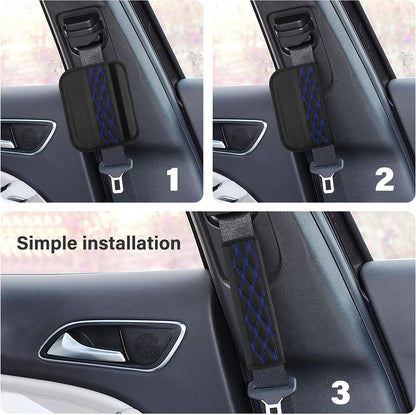 2PCS Car Seat Belt Cover Pads,Leather Seatbelt Covers Protect Shoulder and Neck Car Accessories Interior,Universal Car Seat Strap Pads Car Decorations for Most Cars Trucks (Black/Red)