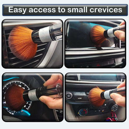 Car Interior Dusting Brush Auto Dust Sweeping Soft Brush Automotive Mini Duster Interior Cleaning Brush for Car Air Vent,Dash,Seat Microfiber Sweep Detailing Brushes Dust Removal Tools 3PCS