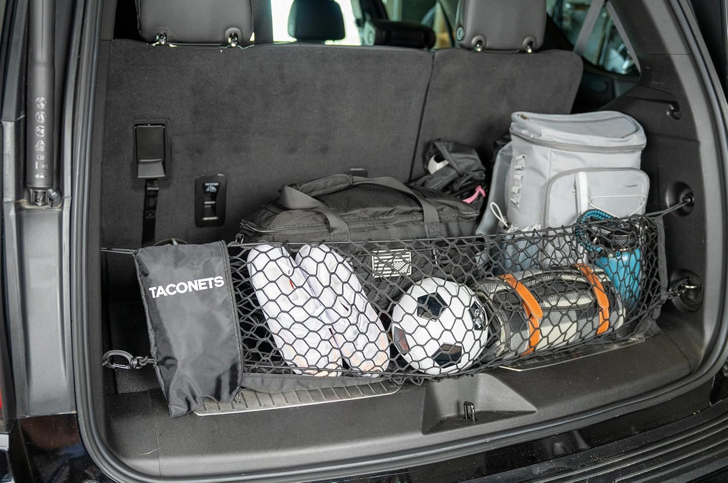 TacoNets Envelope Cargo Net for GMC Sierra & Chevy Silverado - Fits 2013-Current - Upgraded 5mm Bungee - Integrated Storage Bag - Heavy Duty Carabiners - Designed in USA