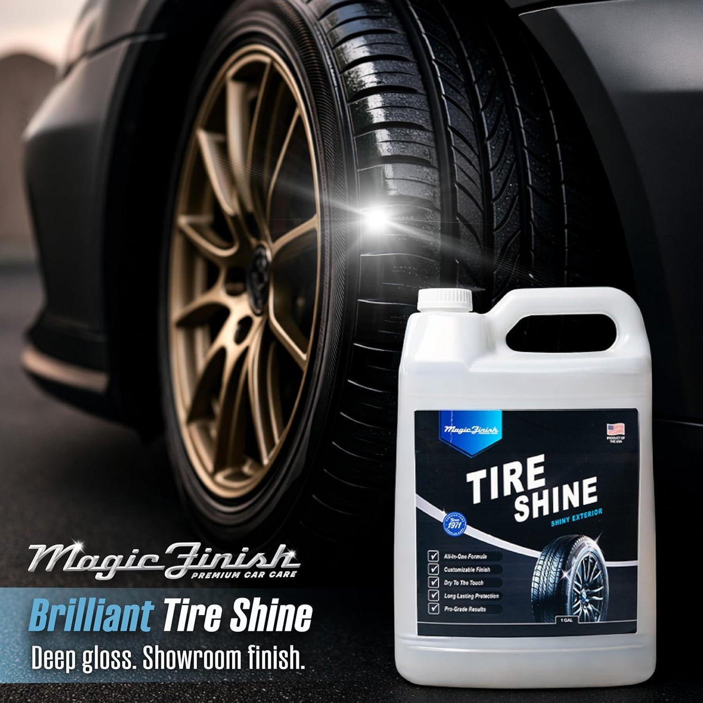 Magic Finish Wheel Cleaner (16 fl oz) – Premium Wheel Cleaner Spray for Brake Dust and Grime with Fast Cling Formula – Car Cleaning Supplies for Chrome, Alloy, Painted Wheels & Powder-Coated Finishes