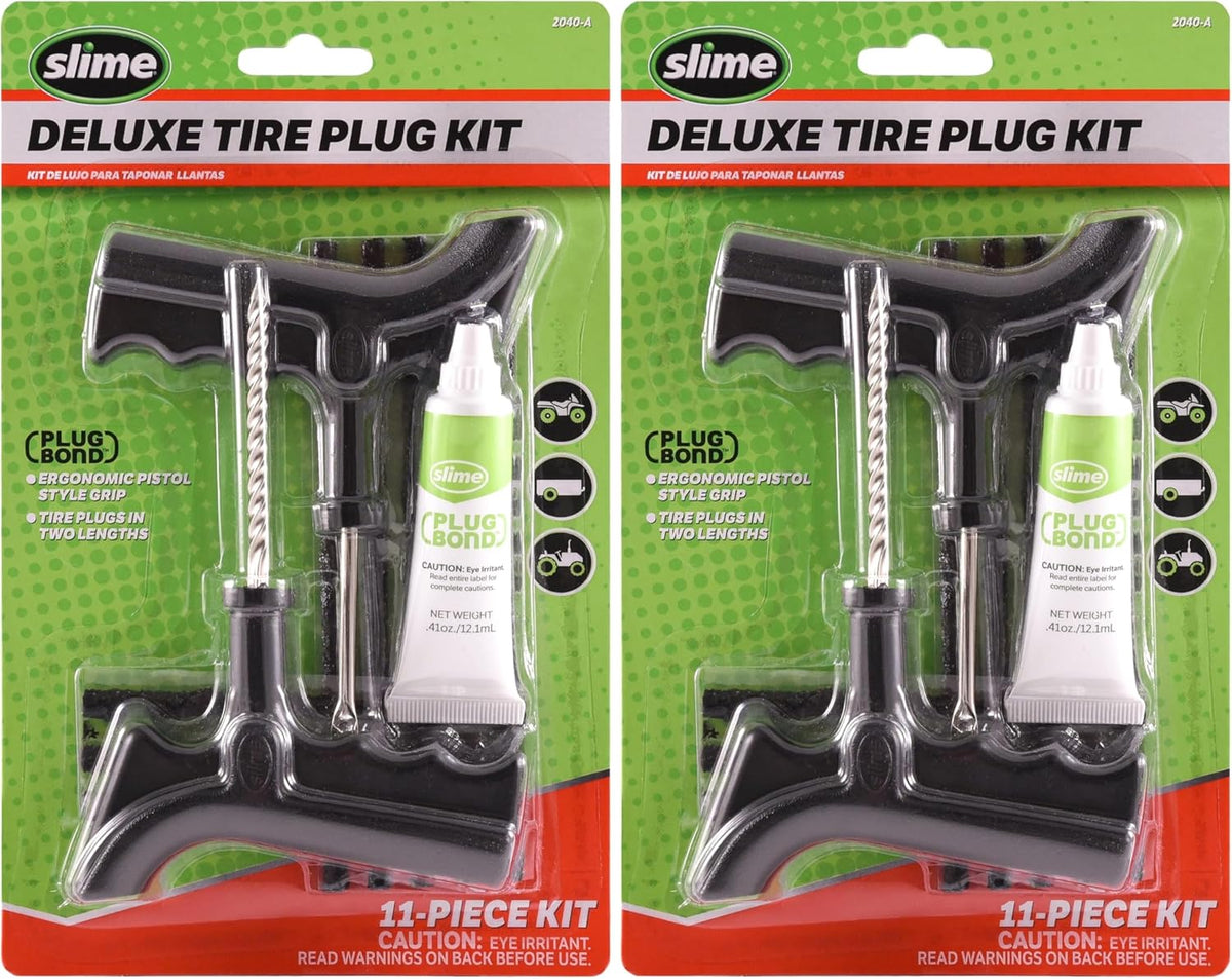 Slime 2040-A Tire Repair Plug Kit, Deluxe, Contains Strings, Tools and Glue, 11 Pieces