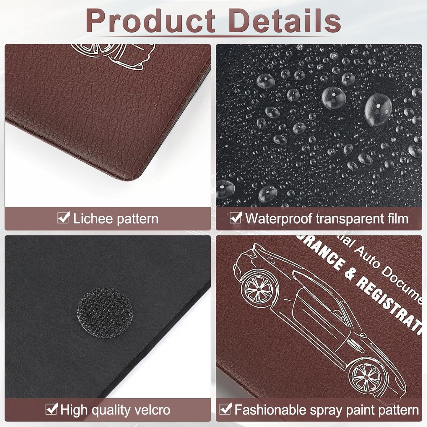 UYYE Car Registration and Insurance Card Holder, Vehicle Glove Box Car Organizer, Interior Car Accessories for Documents, Cards, License - 2 Pack