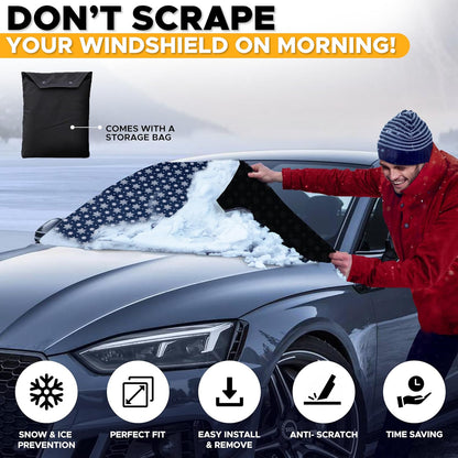 EcoNour Windshield Cover for Ice and Snow - Universal Fit for Car, SUV, Truck, Heavy Duty 600D Oxford Fabric Frost Protector for Ice & Sleet, Includes Anti-Theft Straps, Medium (69"x42")
