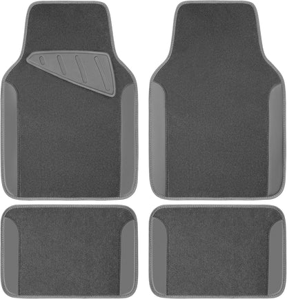 CAR PASS Waterproof Universal Fit Car Floor Mats, Faux Leather Car Carpet Mats, Black Car Mats with Anti-Slip Nibbs Backing & Driver Heel Pad Fit for SUV,Vans,sedans, Trucks,Set of 4pcs(All Black)