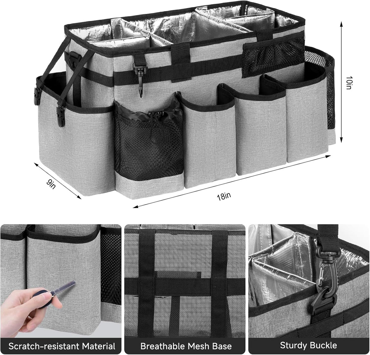 Cleaning Caddy Bag, Cleaning Supplies Organizer for Housekeepers, Housekeeping Caddy with Handle and Detachable Padded Cushion, Black