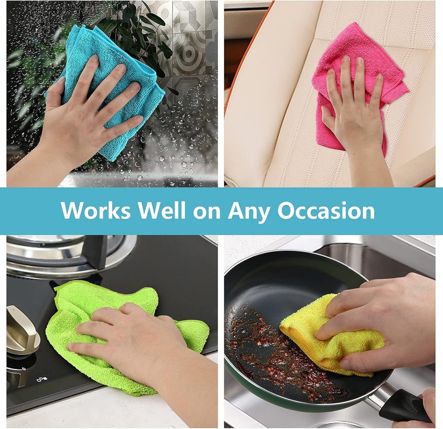 HOMEXCEL Grey Microfiber Cleaning Cloth, 12 Pack Premium Microfiber Towels for Cars, Lint Free, Scratch-Free, Highly Absorbent, Reusable Cleaning Rags for Car, Household, Kitchen, Window, 11.5"X11.5"