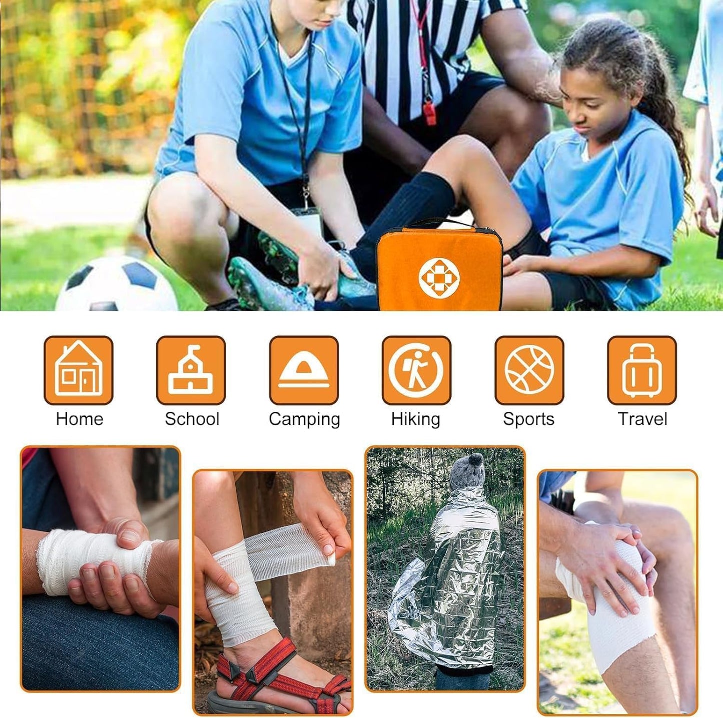 Travel-First Aid-Kit Car-Home 300PCS Survival-Kit Outdoor-Adventure - Small Portable Red Emergency Essential Sets Office Hiking Camping Business Public Must Have First Aid Gear Equipment 1st Aid