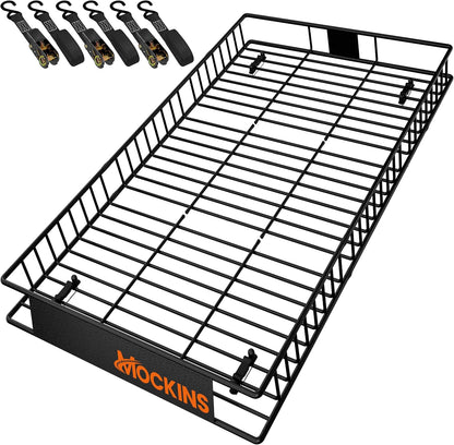 Mockins 16 Cu Ft Weatherproof No Rack Rooftop Cargo Carrier Bag 45"x34"x18" | Rooftop Cargo Bag for Top of Car | Car Topper Luggage Carrier Waterproof Set w/ Accessories | Vehicle Soft-Shell Carriers