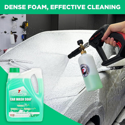 Tool Daily Short Pressure Washer Gun with Foam Cannon, 1/4 Inch Quick Connector, with 5 Pressure Washer Nozzle Tips, 1 Liter