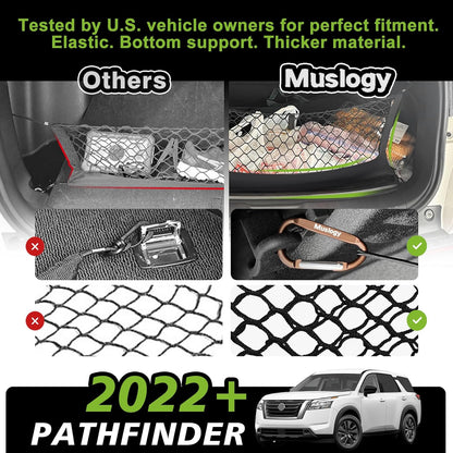 Muslogy Truck Bed Cargo Net Trunk Netting Compatible with 2023-2025 2026 Honda CR-V Accessories, Pickup Cargo Organizer SUV Sedan Storage Net w/Heavy Duty Carabiners - Colors A