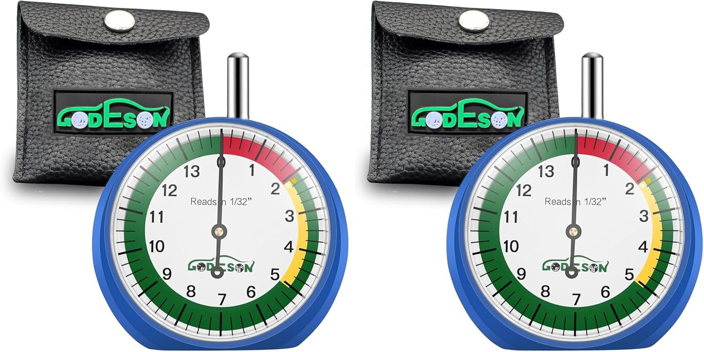GODESON Dial Type Tire Tread Depth Gauge 88703 Professional for Motorcycle, car,Truck and Bus