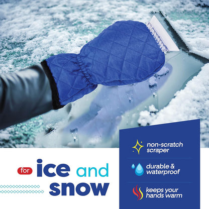 SCRUBIT Ice Scraper with Glove - Car Windshield Scraper for Ice and Snow w/Fleece Mitt - Quickly Scrape and Remove Snow While Staying Warm - Waterproof & Windproof - Car Scraper Snow Brush (Black)