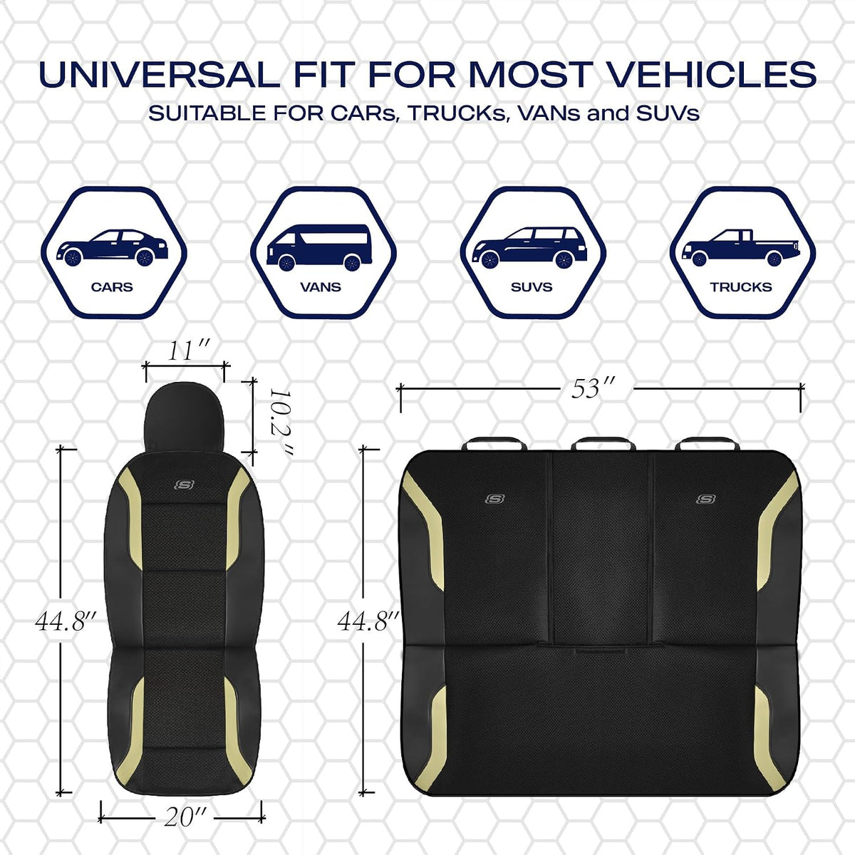 Skechers Memory Foam Seat Covers, Air Cool Mesh Thick Car Seat Covers, Car Seat Covers Front Seats Airbag Compatible, Universal Automotive Comfort for Most Cars, Vans, Trucks, SUV,Black
