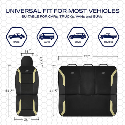 Skechers Memory Foam Seat Covers, Air Cool Mesh Thick Car Seat Covers, Car Seat Covers Front Seats Airbag Compatible, Universal Automotive Comfort for Most Cars, Vans, Trucks, SUV,Black