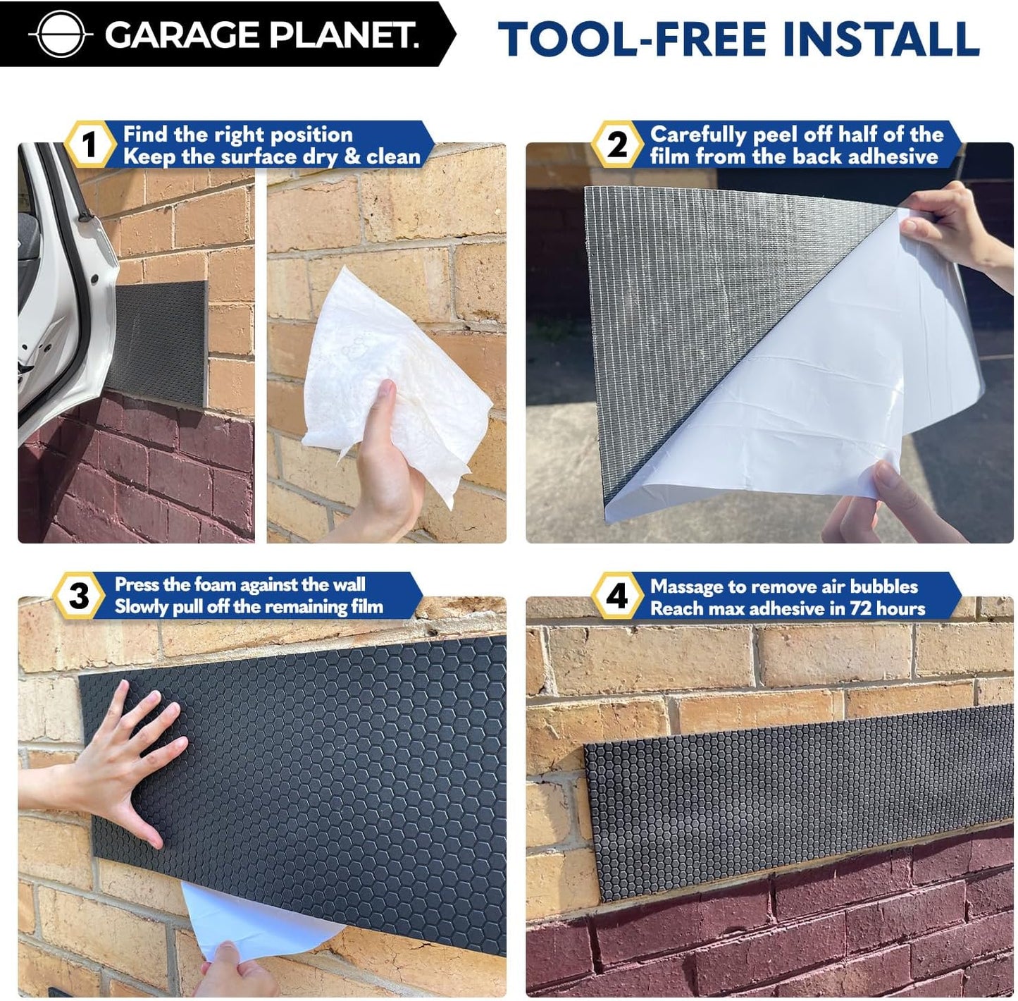 H1 Garage Wall Protector Car Door Wall Protector, Tool-Free, Designed in Australia (White, 2 Pack)