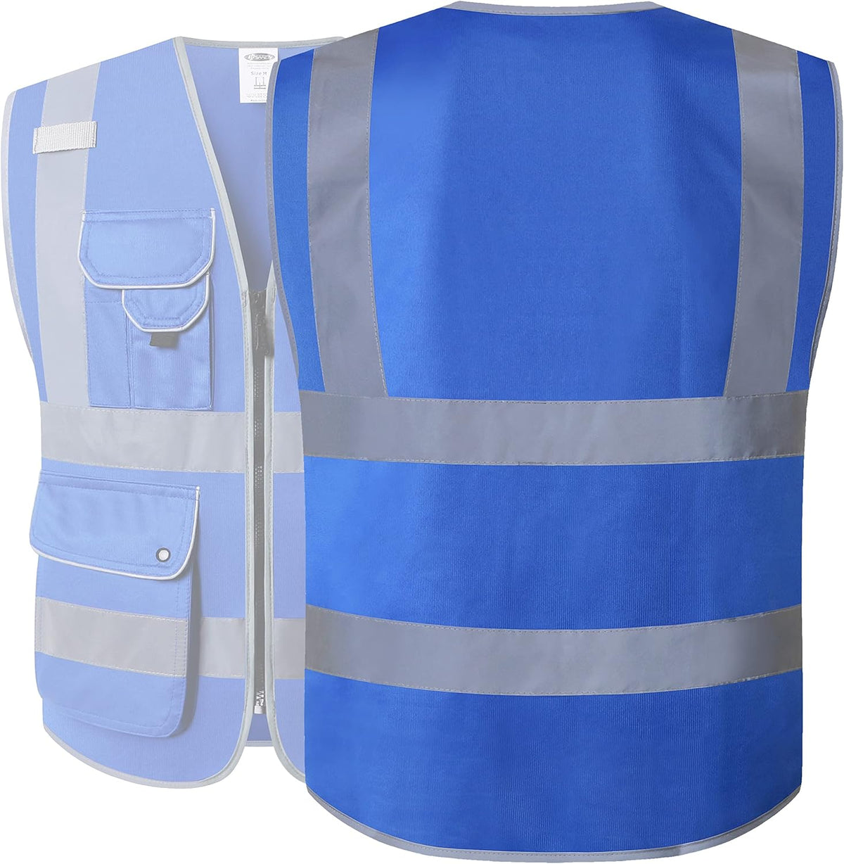 JKSafety 9 Pockets Class 2 High Visibility Zipper Front Safety Vest With Reflective Strips,Meets ANSI/ISEA Standard (Large, 150-Yellow) - Colors A