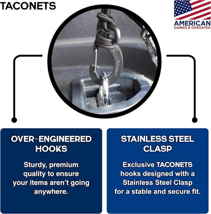 TacoNets Envelope Cargo Net for GMC Sierra & Chevy Silverado - Fits 2013-Current - Upgraded 5mm Bungee - Integrated Storage Bag - Heavy Duty Carabiners - Designed in USA