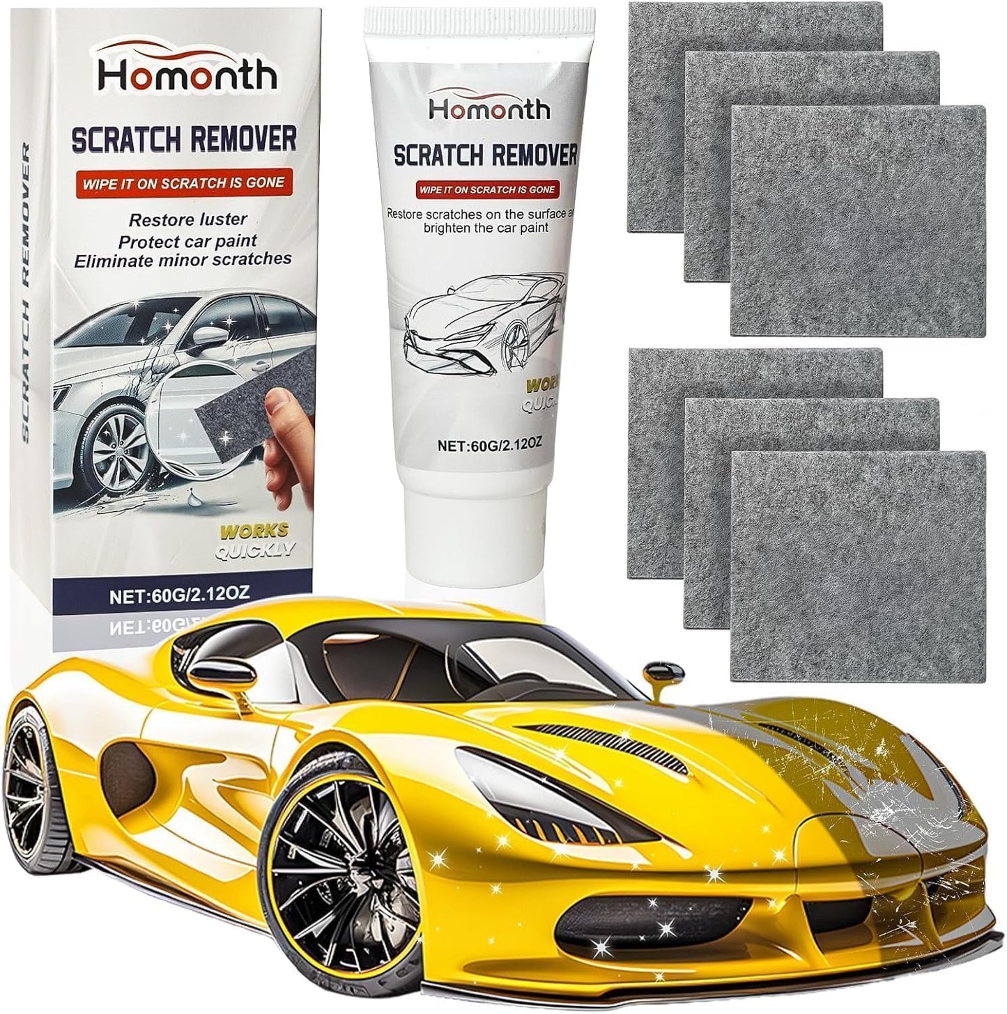 Car Scratch Remover - 2026 Upgrade Scratch Remover for Vehicles, Nano Polix Car Scratch Remover, Quick Fix Removal Paste for Deep Scratch Repair, All Paint Colors Polishing Kit