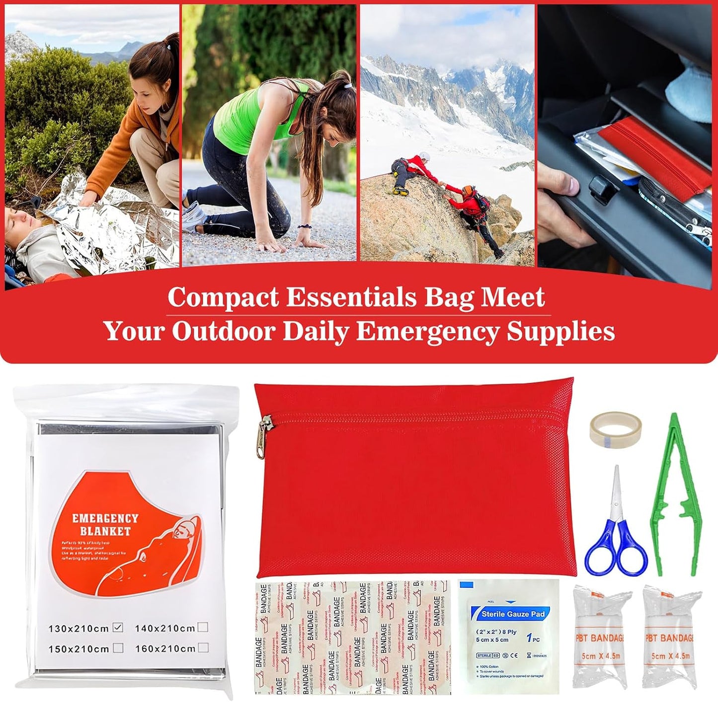 Car Emergency Roadside Kit,Vehicles Truck Road Side Safety Tool Kit with Air Compressor,Women Men Auto Winter Essentials Assistance Survival Kit with Jumper Cables First Aid Kit Blanket Shovel