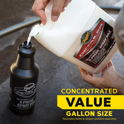 Meguiar's D15601 Synthetic X-Press Spray Wax for Car Detailing, Creates a Deep Shiny Look, Can Be Applied to Wet or Dried Paint and In Direct Sunlight, Moisture Rolls Off Waxed Paint, 1 Gallon
