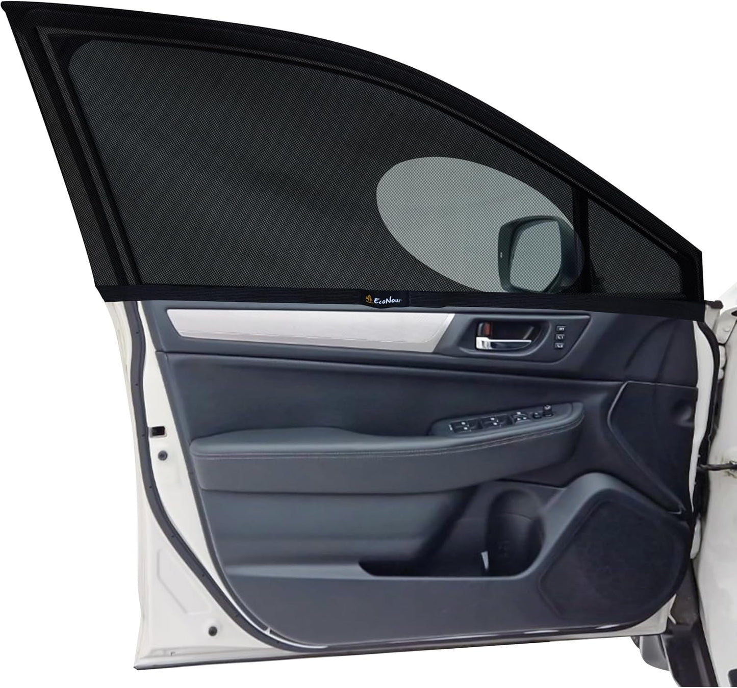 EcoNour Car Window Shades for Side Windows (Pack of 2) | Sun Shade for Car Heat and UV Protection | Adjustable Elastic Fabric Baby Car Shade | Rear Side Window Sun Shade Accessories (Large 21"x36")