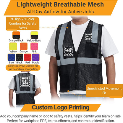 AYKRM 2 Pocket Mesh High Visibility Reflective Safety Vest for men & Women ANSI/ISEA 107 Standards