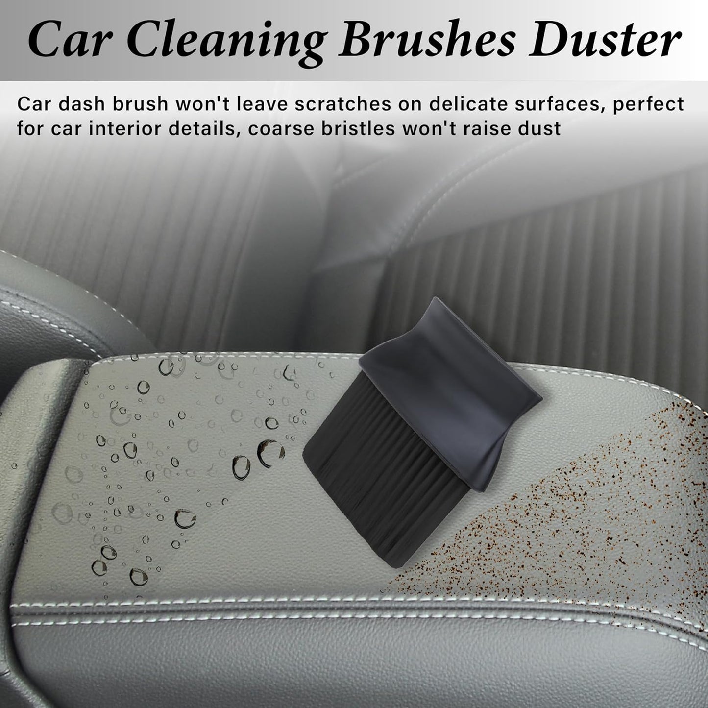Car Interior Brush, Automotive Interior Dusting Brush, Car Interior Cleaning Brush, Bristles Detailing Brush Dusting for Car Interior, Dashboard, Air Conditioner Vents, Leather, Computer (Yellow)