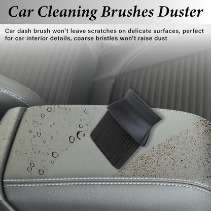 Car Interior Brush, Automotive Interior Dusting Brush, Car Interior Cleaning Brush, Bristles Detailing Brush Dusting for Car Interior, Dashboard, Air Conditioner Vents, Leather, Computer (Yellow)