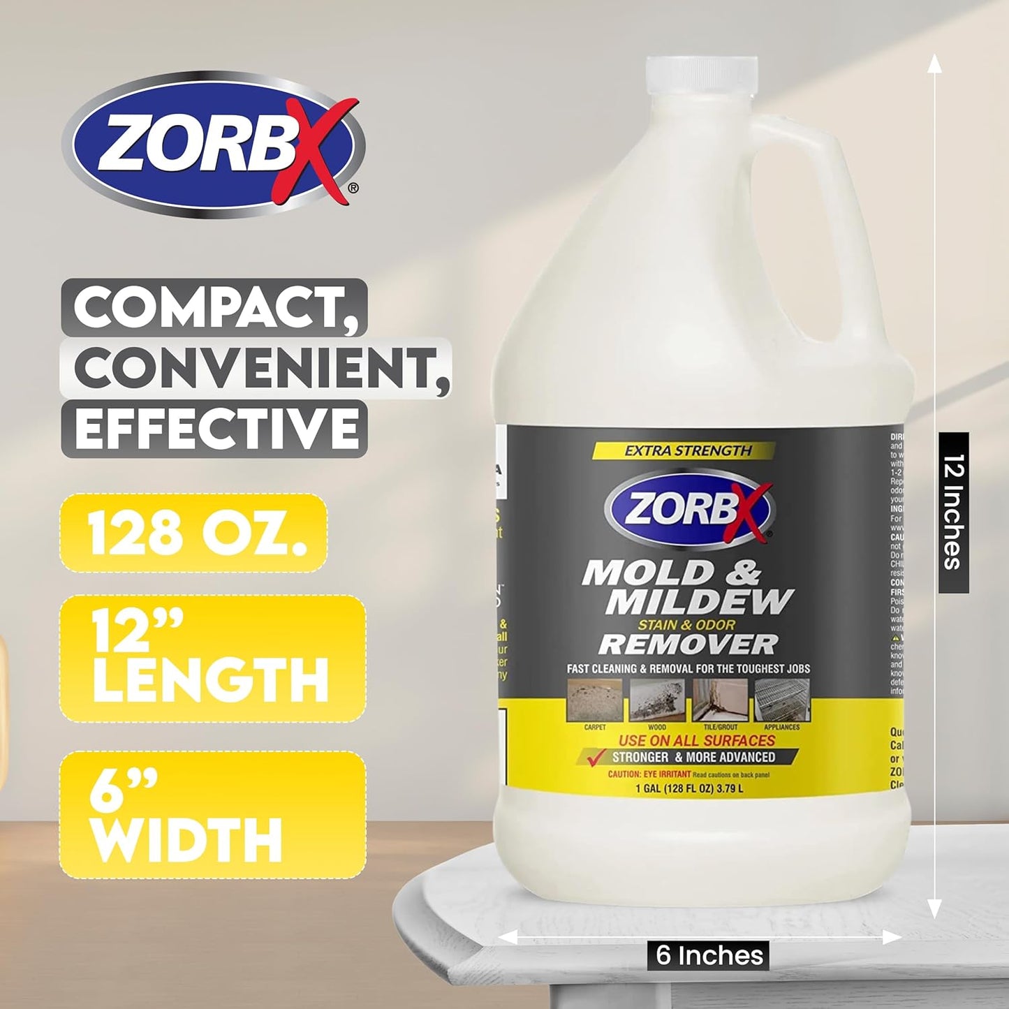 ZORBX Extra Strength Remover & Cleaner Spray 24 FL Oz – Scrub Free Formula - Bleach Free Stain & Smell Eliminator for Shower, Bathroom, Ceiling, Carpet, Cars, Walls & Wood