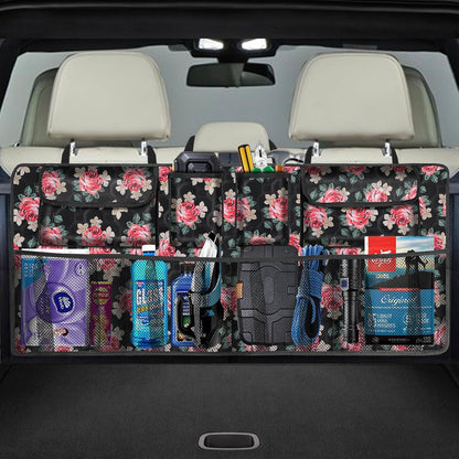 esouler Car Trunk Organizer, Super Capacity Backseat Car Organizer for SUV/Truck/MPV(42"*18"), Hanging Car Storage Organizer with 8 Pocekts, Car Accessories for Women and Men- Black