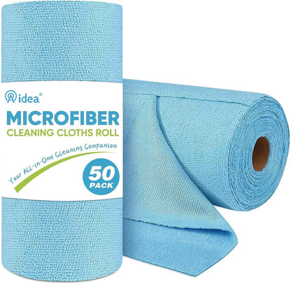 AIDEA Microfiber Cleaning Cloth Roll, Grey 75PK, Reusable Paper Towels Tear Away Cloth, Microfiber Towels for Cars, Wash Cloths, Lint Free Rags for House, Kitchen,Window,Cleaning Supplies 11.5"×11.5"