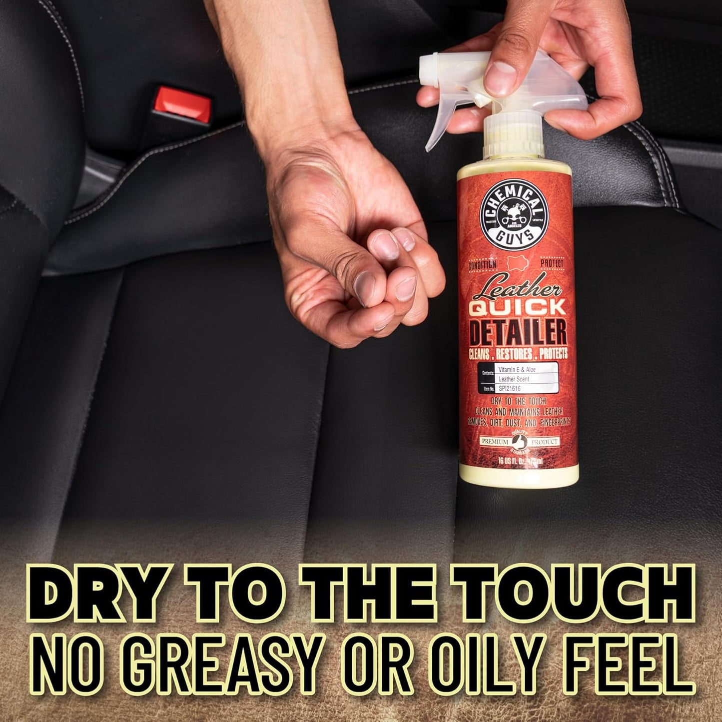 Chemical Guys Leather Quick Detailer - Interior Cleaner and Conditioner for Natural, Synthetic, Pleather, and More, Safe for Car Seats, Furniture, Apparel, Shoes & Boots, Leather Scented - 16 fl oz