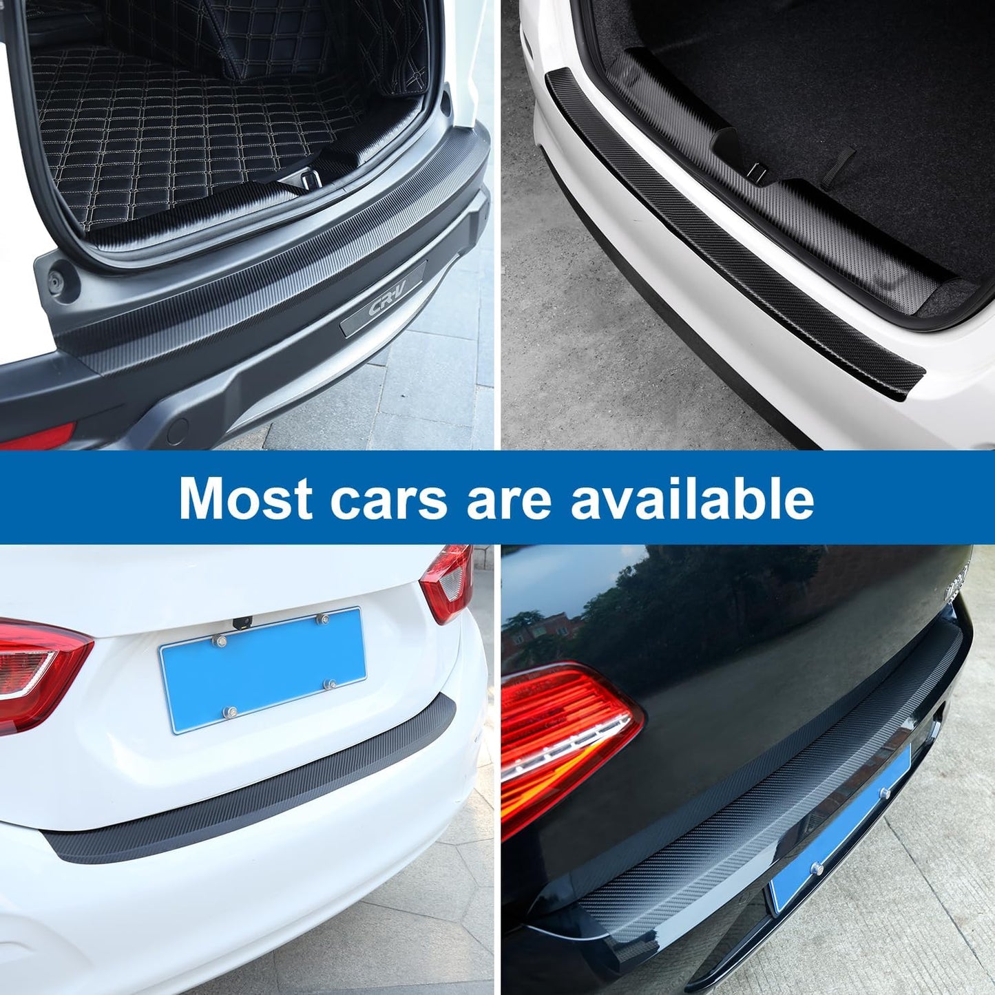 Soft & Bendable Rear Bumper Guard Protector 37.4" x 2.56" - Carbon Fiber Leather Anti-Scratch Strip for SUV/Trunk | Flexible But NOT Stretchable | Trim to Fit