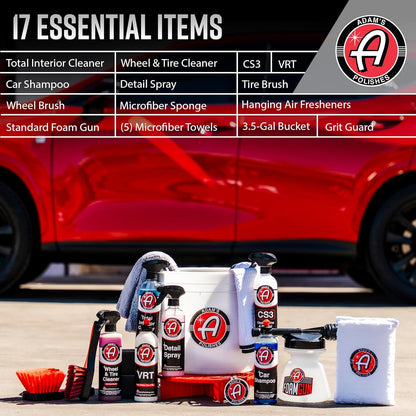 Adam's Essential Car Wash Kit (6-Item) - USA Made Auto Detailing Car Care Cleaning Kit for Car & Truck Lovers, Dads, Moms and DIYers - Our Products