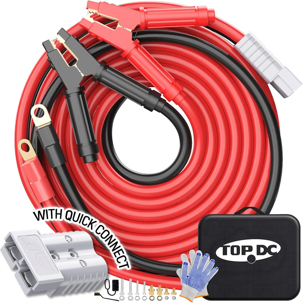 TOPDC 4 Gauge 16 Feet Jumper Cables for Car, SUV and Trucks Battery, Heavy Duty Automotive Booster Cables for Jump Starting Dead or Weak Batteries with Carry Bag, (TD-P0416)