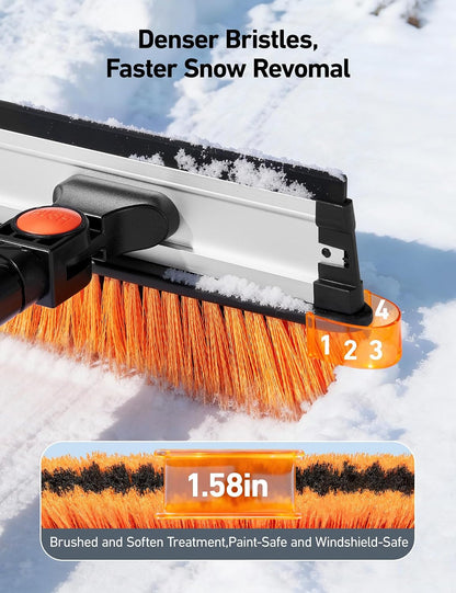 AstroAI 47.2" Ice Scrapers for Car Windshield, 3 in 1 Sturdy Snow Brush with Squeegee, 10 Adjustable Length Settings, Extendable Aluminum Handle, 180° Pivoting Snow Scraper for Car, Truck, SUV(Blue)