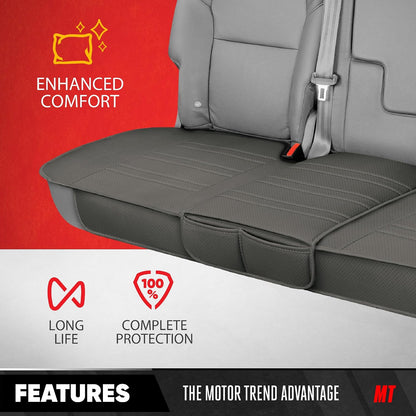 Motor Trend Seat Covers for Cars Trucks SUV, Faux Leather 2-Pack Black Padded with Storage Pockets, Premium Interior Car Seat Cover
