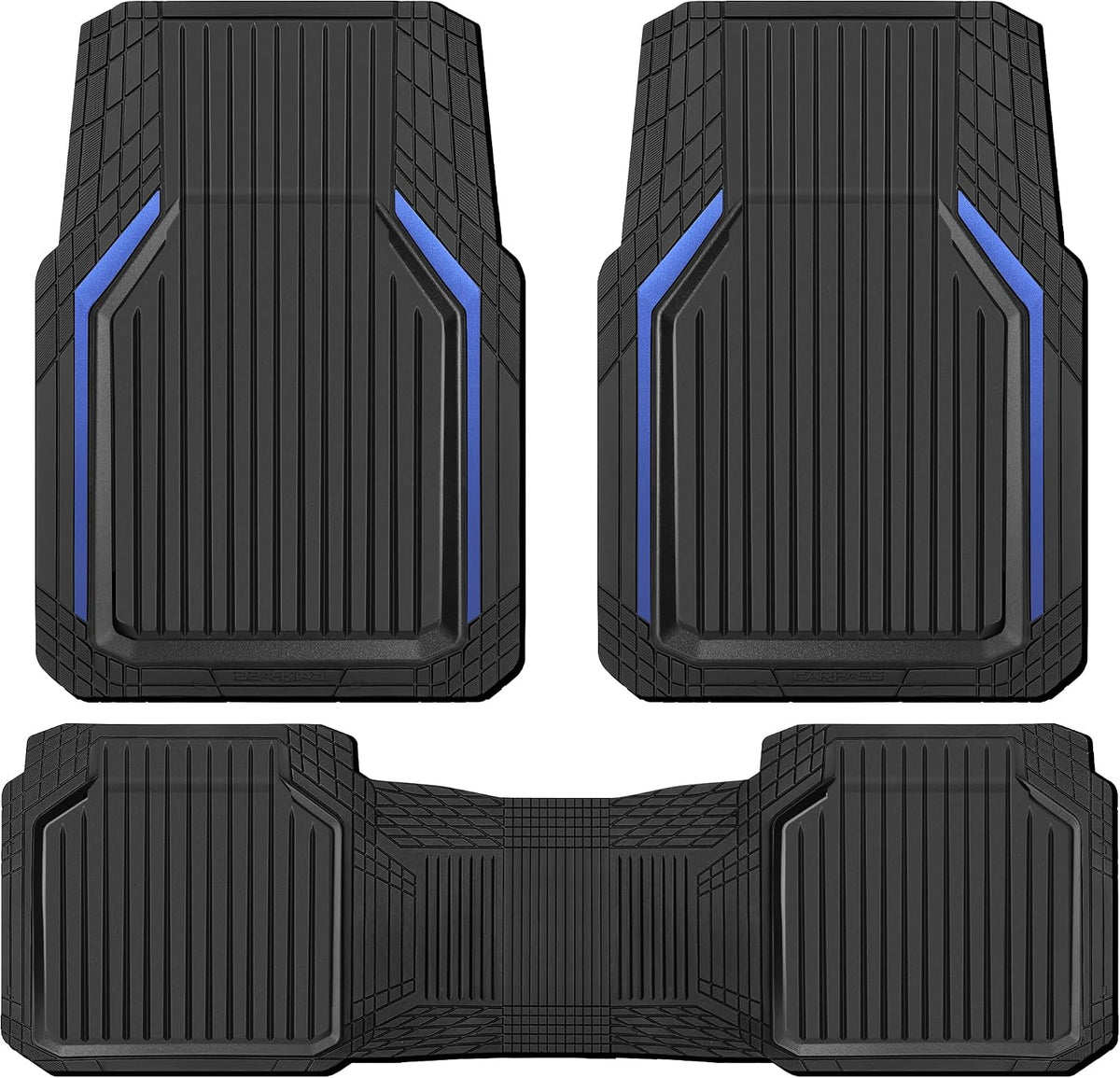 CAR PASS Heavy Duty Rubber Floor Mats for Car, Waterproof Liner Deep Dish Car Mats Full Sets, Universal Trim to Fit for SUV Truck Sedans Vans, All Weather Automotive Floor Mats 3pcs, Solid Black