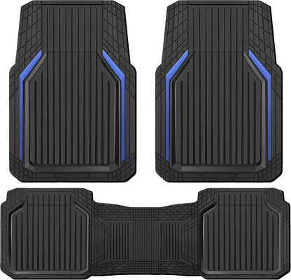 CAR PASS Heavy Duty Rubber Floor Mats for Car, Waterproof Liner Deep Dish Car Mats Full Sets, Universal Trim to Fit for SUV Truck Sedans Vans, All Weather Automotive Floor Mats 3pcs, Solid Black