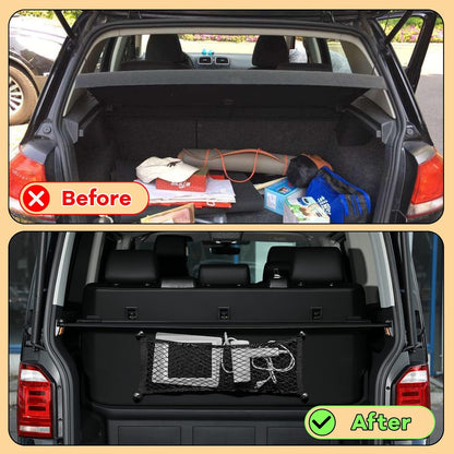 Frienda 2 Pieces Stretchable Small Cargo Net Pocket Storage Mesh Net Elastic Automotive Storage Pouch with 8 Pieces Mounting Screws and Hooks for Truck Car SUV Boats(21 x 9.8 Inches)