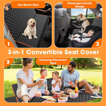 MIXJOY Dog Seat Cover for Back Seat Waterproof Dog Seat Covers for Cars, Car Seat Protector for Dogs, Nonslip Back Seat Cover for Trucks & SUV